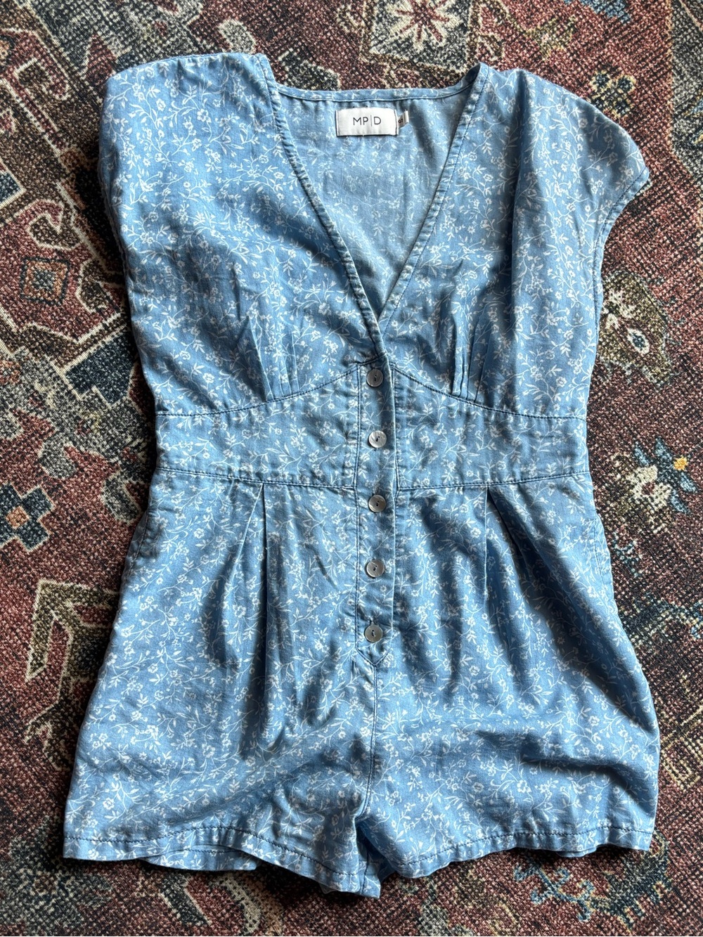 MINKPINK Jaye Chambray Floral Romper Size S